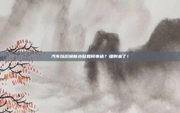 汽车以旧换新补贴如何申请?细则来了!