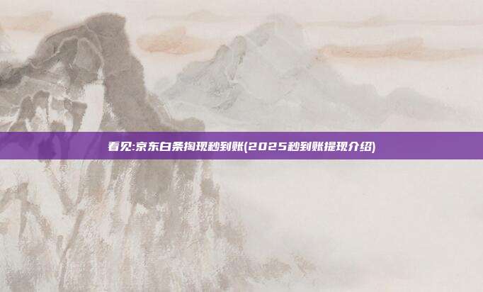 看见:京东白条掏现秒到账(2025秒到账提现介绍)