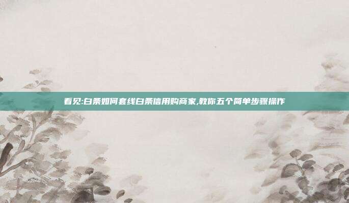 看见:白条如何套线白条信用购商家,教你五个简单步骤操作