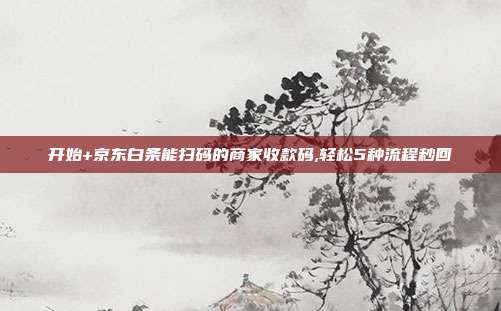 开始+京东白条能扫码的商家收款码,轻松5种流程秒回