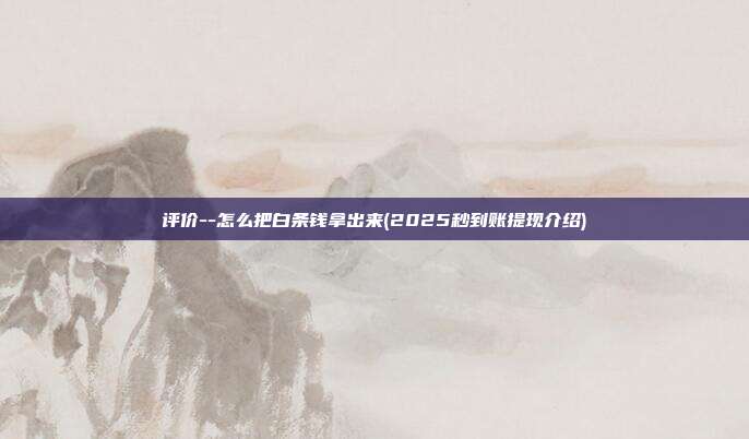 评价--怎么把白条钱拿出来(2025秒到账提现介绍)