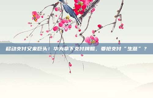 移动支付又来巨头!华为拿下支付牌照,要抢支付“生意”?