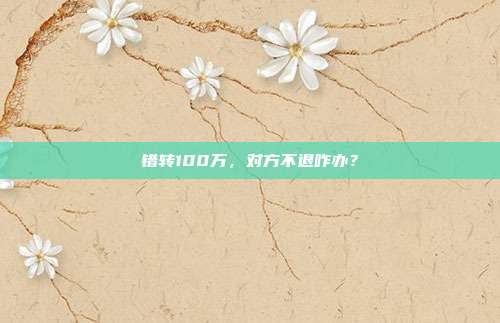 错转100万,对方不退咋办?