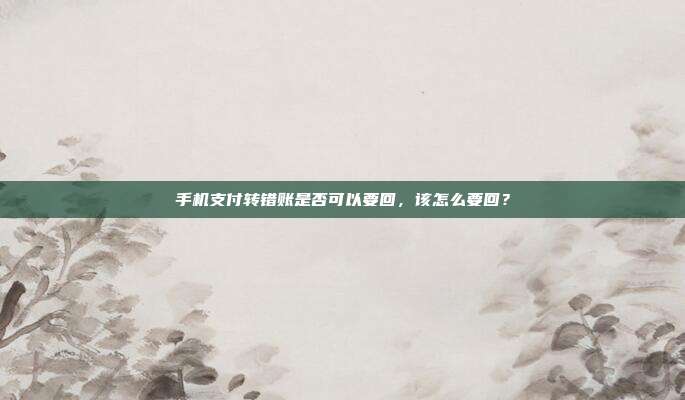 手机支付转错账是否可以要回,该怎么要回?
