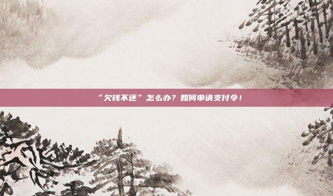“欠钱不还”怎么办？如何申请支付令！