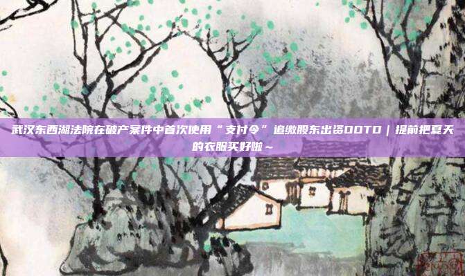 武汉东西湖法院在破产案件中首次使用“支付令”追缴股东出资OOTD|提前把夏天的衣服买好啦~