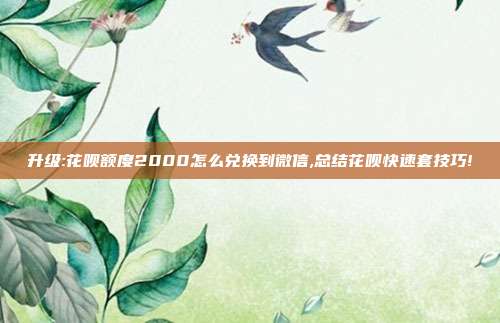 升级:花呗额度2000怎么兑换到微信,总结花呗快速套技巧!