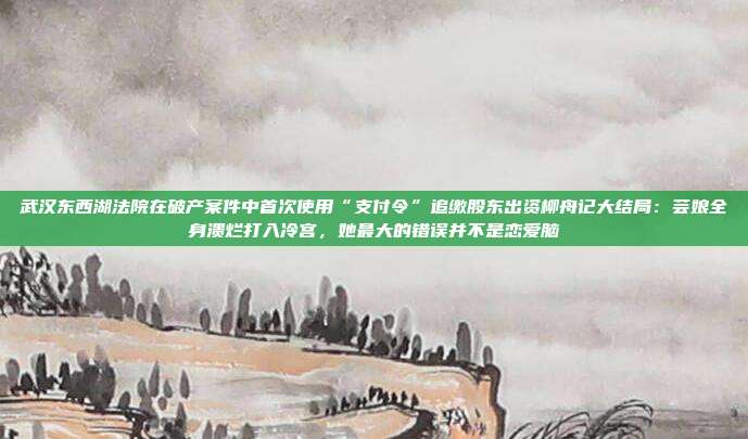 武汉东西湖法院在破产案件中首次使用“支付令”追缴股东出资柳舟记大结局:芸娘全身溃烂打入冷宫,她最大的错误并不是恋爱脑